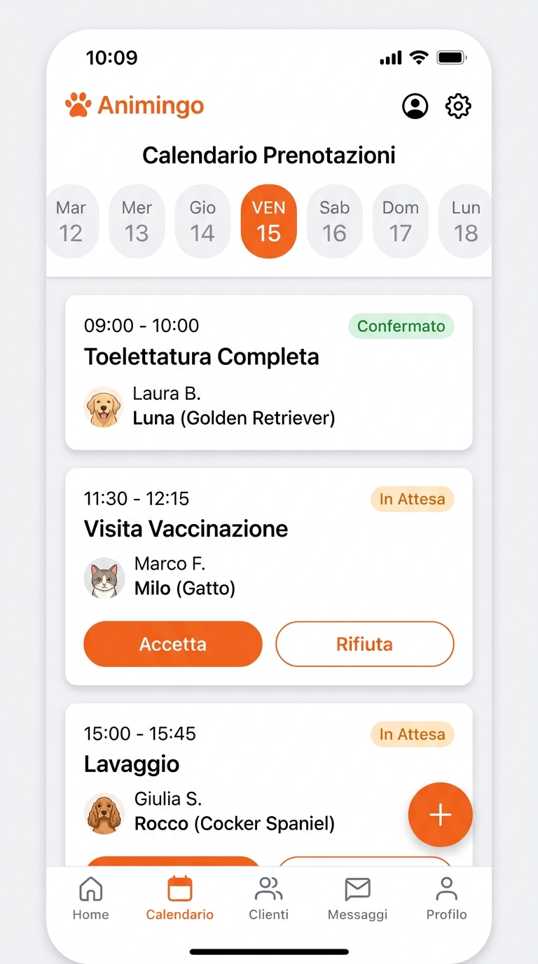 Agenda giornaliera appuntamenti nell'app