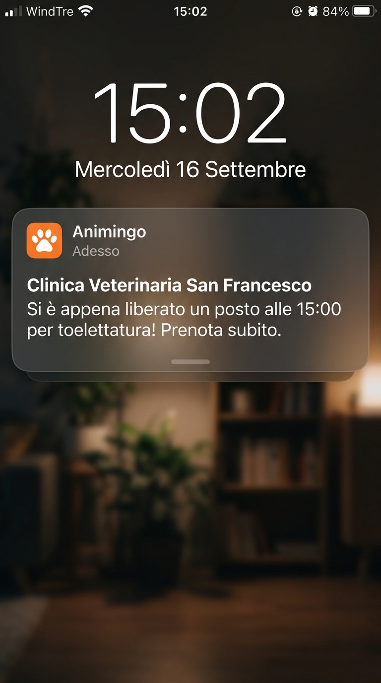 Notifica push ricevuta su lockscreen iOS da Animingo
